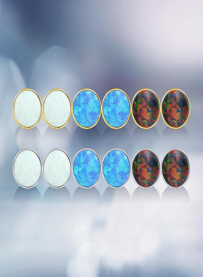 Limerencia Titanium Earrings, White/Blue/Black Opal Stud Earrings, F136 Implant Grade|Suitable for Sensitive Ears of Both Men and Women - Image 3