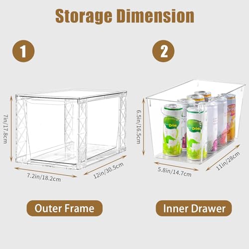 Clemate 6Pack Stackable Kitchen Storage Organizer, Pantry Organizers and Storage, Clear Foods Organizer Bins with Handles, Easily Assemble for Bathroom, Kitchen, Pantry, Cabinet, Closet - Image 3