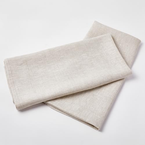 INYOWAKI 100% Pure Flax Linen Kitchen Hand Towels Set of 2 - Quick Dry Extra Soft 20 x 27 Inch Tea Dish Towels - Handcrafted with Hanging Loop - (Linen) - Image 3