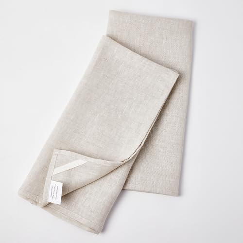 INYOWAKI 100% Pure Flax Linen Kitchen Hand Towels Set of 2 - Quick Dry Extra Soft 20 x 27 Inch Tea Dish Towels - Handcrafted with Hanging Loop - (Linen) - Image 2