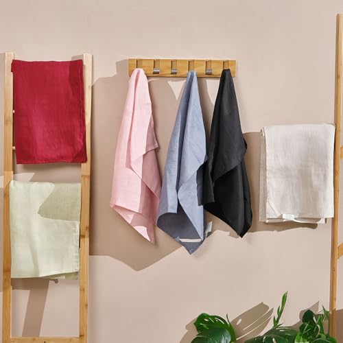 INYOWAKI 100% Pure Flax Linen Kitchen Hand Towels Set of 2 - Quick Dry Extra Soft 20 x 27 Inch Tea Dish Towels - Handcrafted with Hanging Loop - (Linen) - Image 5