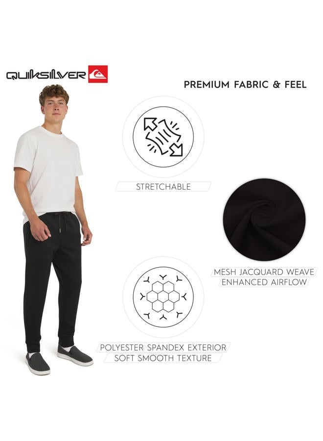 QUIKSILVER سروال جوجر للرجال بتصميم عادي وأداء نشط من قماش جاكار الثقيل والشبكي، أسود أونيكس، S - Image 5