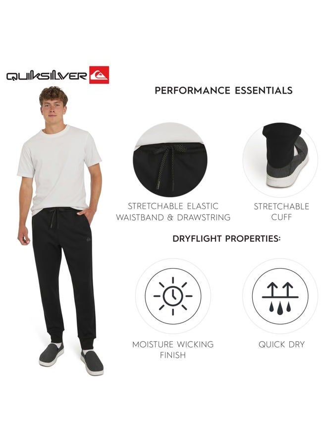 QUIKSILVER سروال جوجر للرجال بتصميم عادي وأداء نشط من قماش جاكار الثقيل والشبكي، أسود أونيكس، S - Image 4