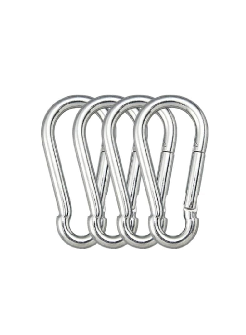 JCD 4PCS Stainless Steel Carabiner Clips, Heavy Duty Spring Snap Hooks with Locking Mechanism for Outdoor Camping Hiking - Image 1