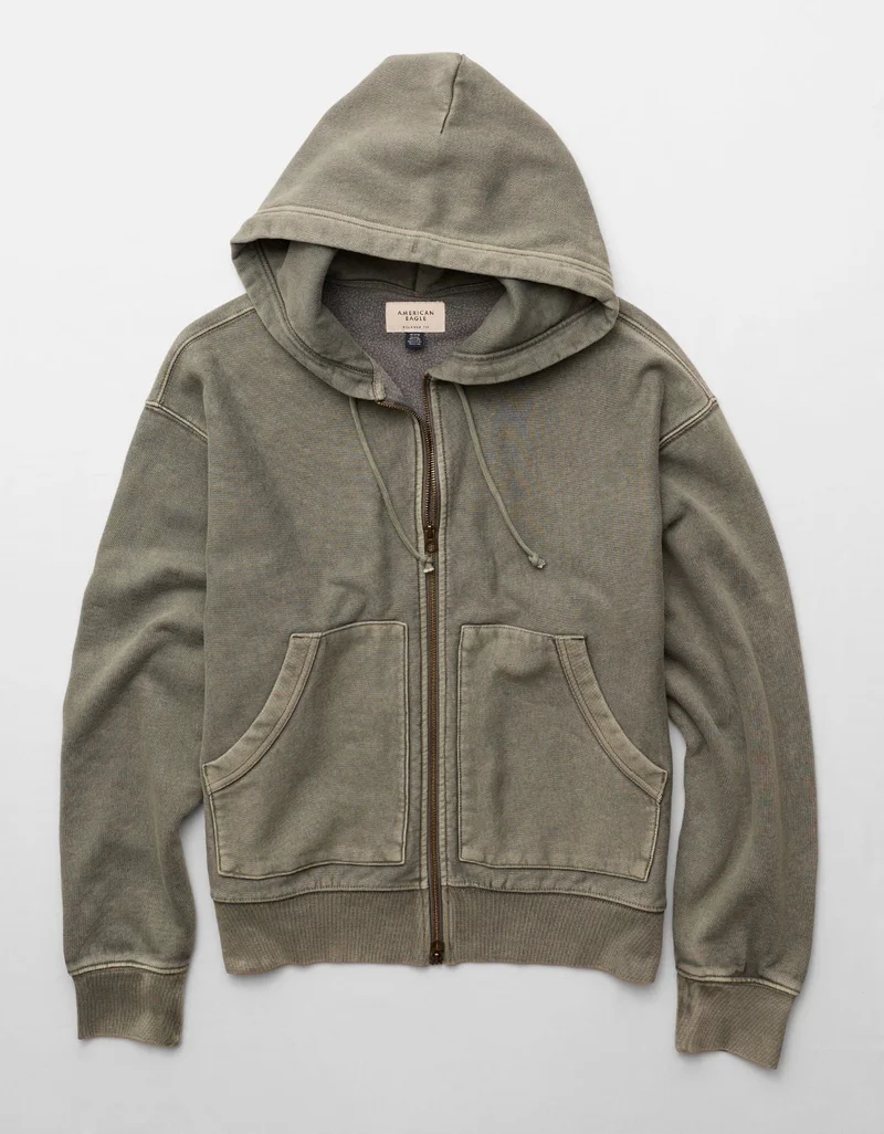 American Eagle  AE Laidback Luxe Full-Zip Hoodie  | Best Price UAE