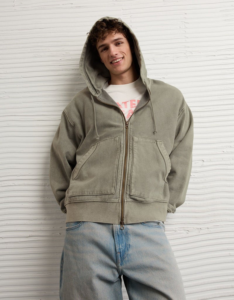 American Eagle AE Laidback Luxe Full-Zip Hoodie - Image 1