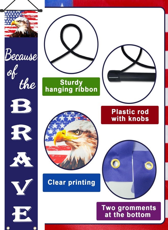 Oomloid Patriotic Decorations for Memorial day, 4th of July Decor American Flag Patriotic Porch Sign Banners, Red White Blue Independence Day Memorial day Veterans Day Hanging Banner for Indoor Outdoor Outside - Image 5