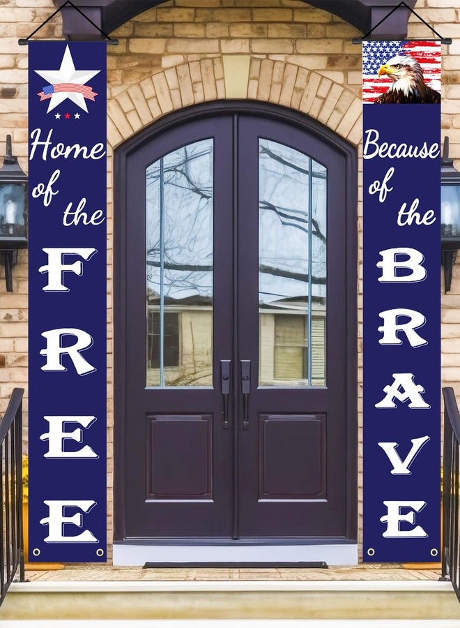 Oomloid Patriotic Decorations for Memorial day, 4th of July Decor American Flag Patriotic Porch Sign Banners, Red White Blue Independence Day Memorial day Veterans Day Hanging Banner for Indoor Outdoor Outside - Image 1