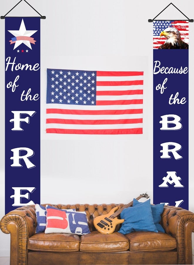Oomloid Patriotic Decorations for Memorial day, 4th of July Decor American Flag Patriotic Porch Sign Banners, Red White Blue Independence Day Memorial day Veterans Day Hanging Banner for Indoor Outdoor Outside - Image 4