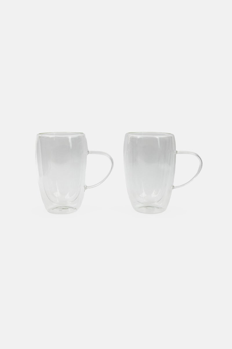 bebe 2 Pieces Borosilicate Glass Cup With Handle 450 ml, Transparent  - Image 1
