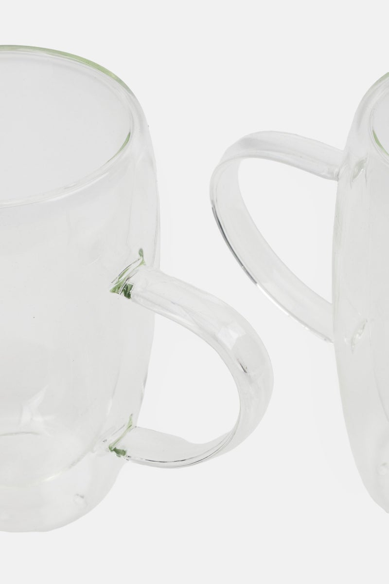 bebe 2 Pieces Borosilicate Glass Cup With Handle 450 ml, Transparent  - Image 4