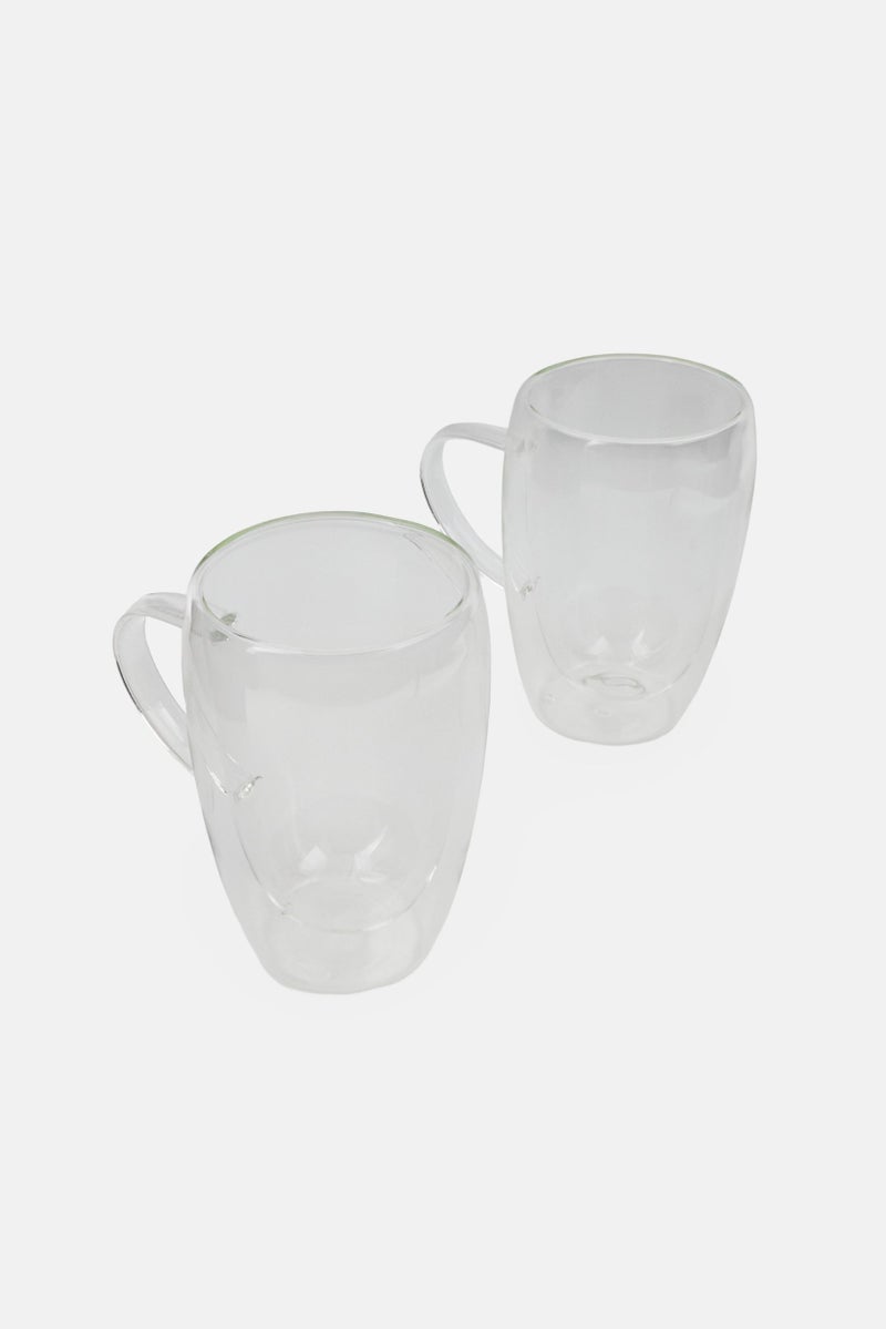 bebe 2 Pieces Borosilicate Glass Cup With Handle 450 ml, Transparent  - Image 3