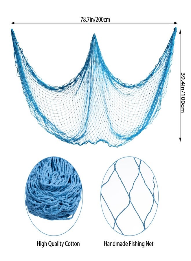 Mormchlots 2pcs 40x80 inch Fish Net Decorations,Natural Cotton Fishing Net Decorative Ocean Themed Party Decor,Large Wall Hanging Fishnet for Under The Sea Party/Gatherings(Blue) - Image 2