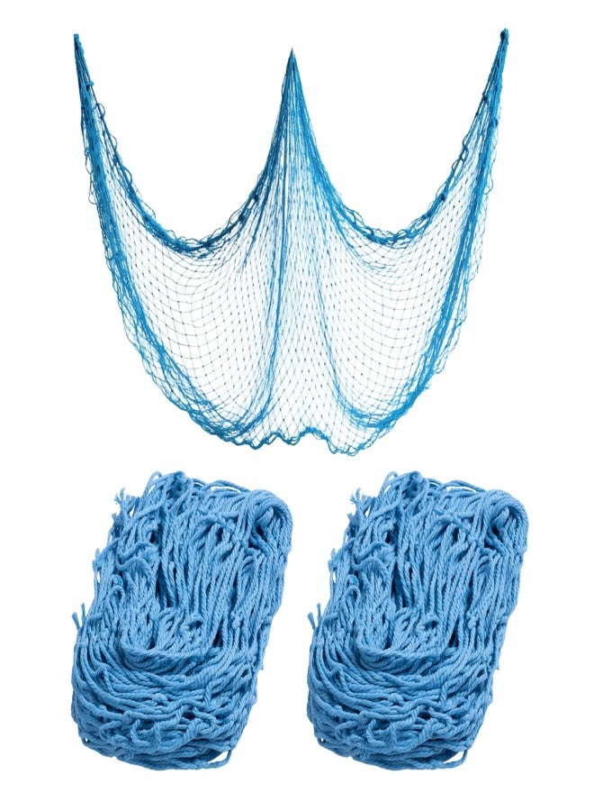 Mormchlots 2pcs 40x80 inch Fish Net Decorations,Natural Cotton Fishing Net Decorative Ocean Themed Party Decor,Large Wall Hanging Fishnet for Under The Sea Party/Gatherings(Blue) - Image 1