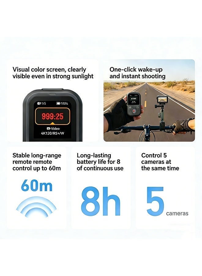 Telesin compatible with DJI Action 6/5 Pro/4 Bluetooth remote controllers, DJI Osmo 360 action camera HD color screen remote controllers, outdoor photography and shooting Action 6 accessories. - Image 3