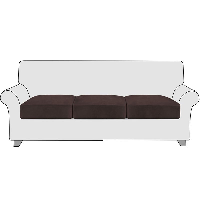 StangH Couch Cushion Covers 3 Pieces Stretch Velvet Sofa Seat Slipcovers Protector Pet Friendly Seat Cushion Sofa Covers for ChairLoveseat Sofa 3 Packs Brown