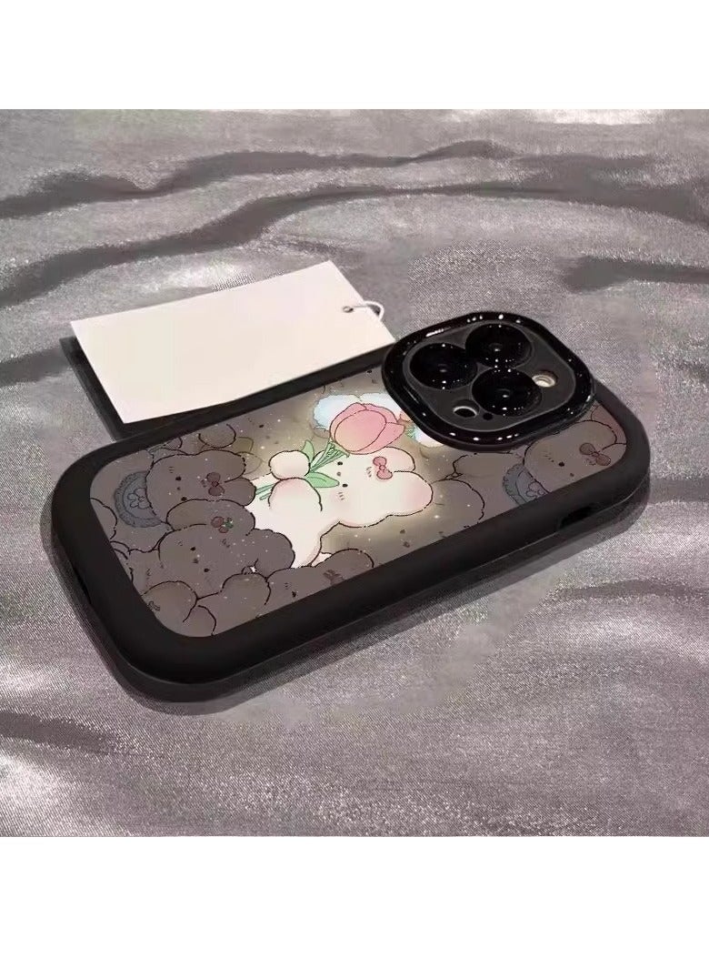 NIBEMINENT Cartoon Rabbit Protective TPU Case Cover For iPhone 14, Black