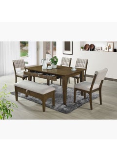 Mocha 6-Seater Dining Set With Bench 78.3x91.4x152.4 cm