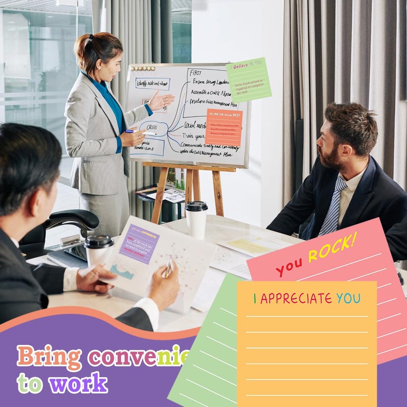 BHHQHH 36 Pcs Employee Appreciation Sticky Notes Inspirational Sticky Notes with Lines Cute Motivational Post Notes Gifts for Coworkers Nurse Office Supplies(3 x 3) - Image 3