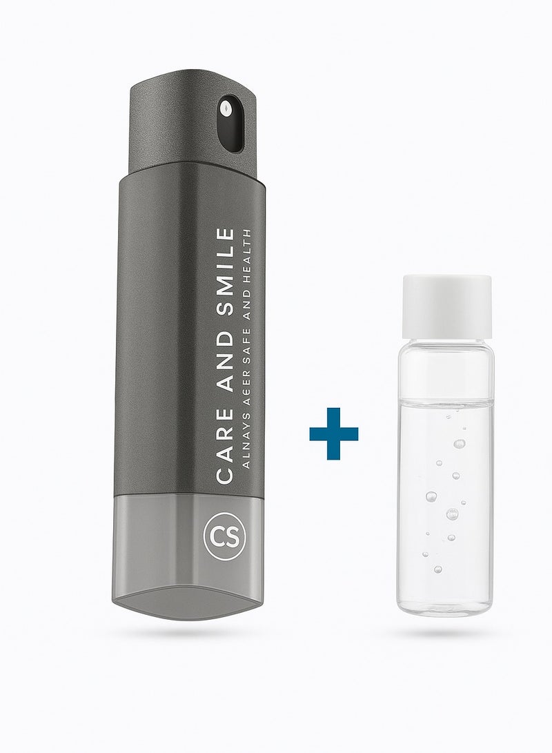 كير اند سمايل CARE AND SMILEمنظف الشاشة ضباب التعقيم التطهير بخاخ التطهير مع قطعة قماش ستوكات آمنة للهواتف أجهزة الكمبيوتر المحمولة أقراص يتضمن إعادة التعبئة رمادي - Image 1