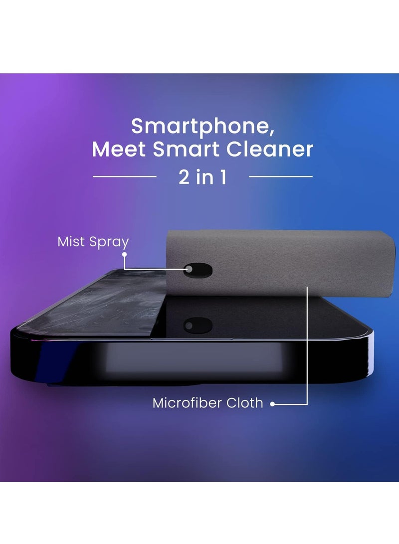 كير اند سمايل CARE AND SMILEمنظف الشاشة ضباب التعقيم التطهير بخاخ التطهير مع قطعة قماش ستوكات آمنة للهواتف أجهزة الكمبيوتر المحمولة أقراص يتضمن إعادة التعبئة رمادي - Image 4