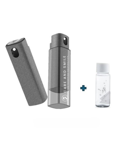 CARE AND SMILE Screen Cleaner Mist Sterilization Disinfection Disinfection Spray with Microfiber Cloth Safe For Phones Laptops Tablets Includes Refill Grey