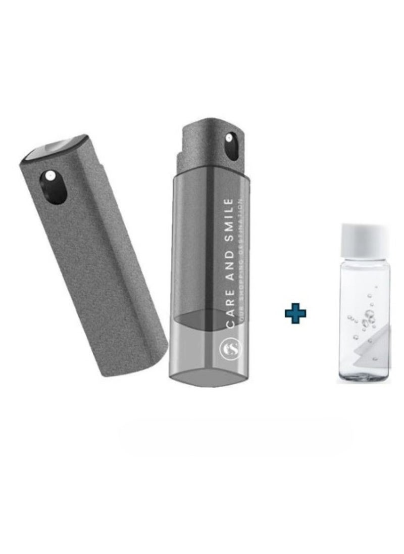 CARE AND SMILE CARE AND SMILE Screen Cleaner Mist Sterilization Disinfection Disinfection Spray with Microfiber Cloth Safe For Phones Laptops Tablets Includes Refill Grey  - Image 1