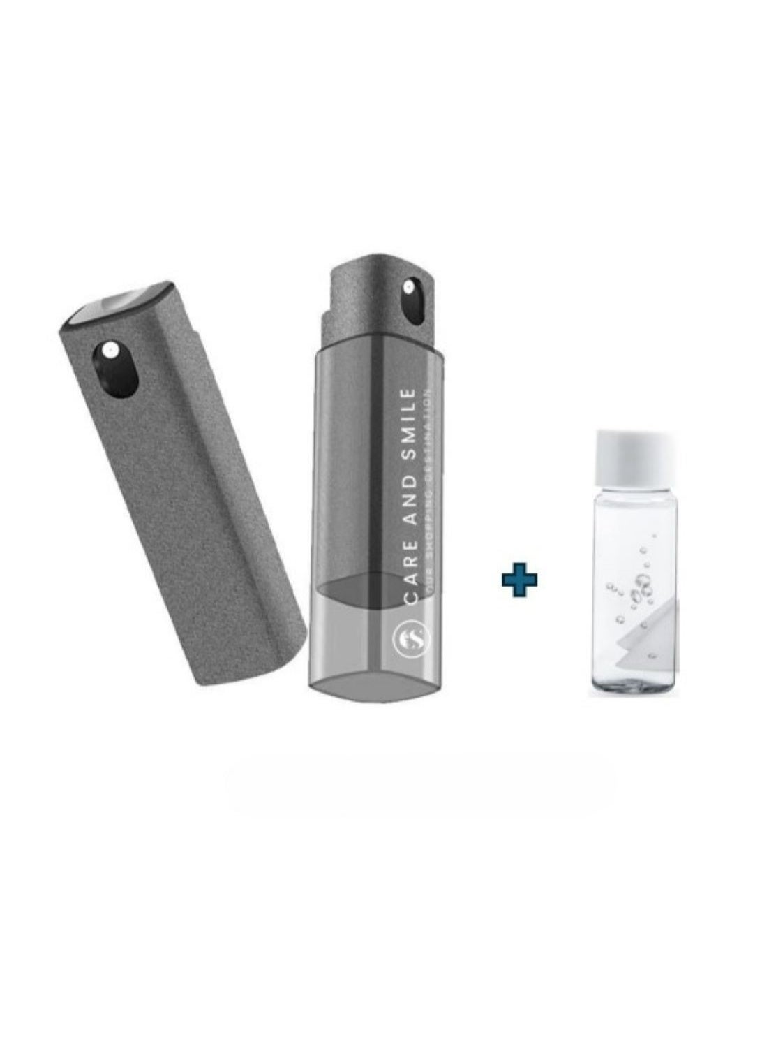 CARE AND SMILE Screen Cleaner Mist Sterilization Disinfection Disinfection Spray with Microfiber Cloth Safe For Phones Laptops Tablets Includes Refill Grey