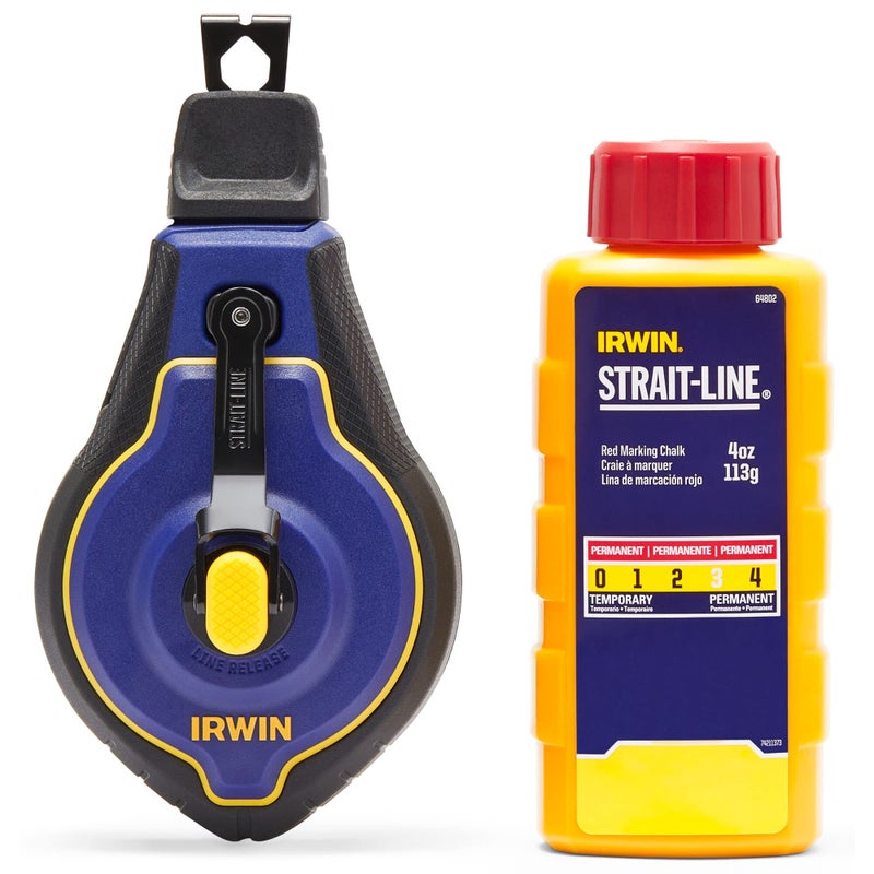 خط الطباشير IRWIN Tools STRAITLINE Speedline Pro Reel أحمر 100 قدم IWHT48443RC