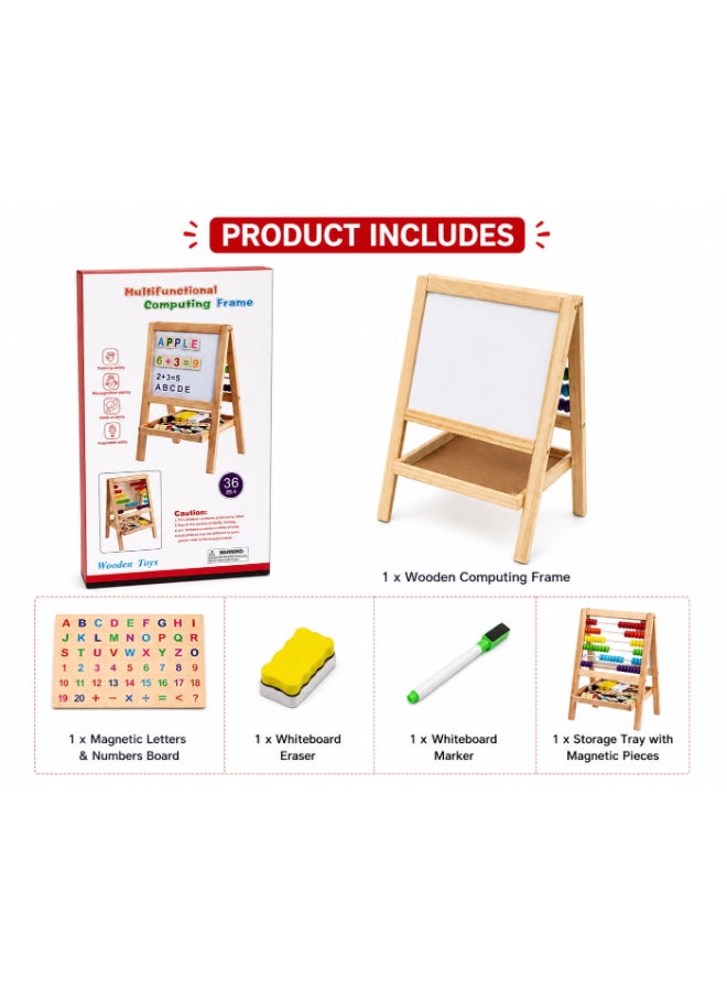Toyland Wooden Multifunctional Learning Easel – Magnetic Whiteboard, Alphabet & Number Educational Board for Kids - Image 4