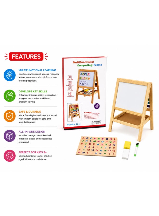 Toyland Wooden Multifunctional Learning Easel – Magnetic Whiteboard, Alphabet & Number Educational Board for Kids - Image 3
