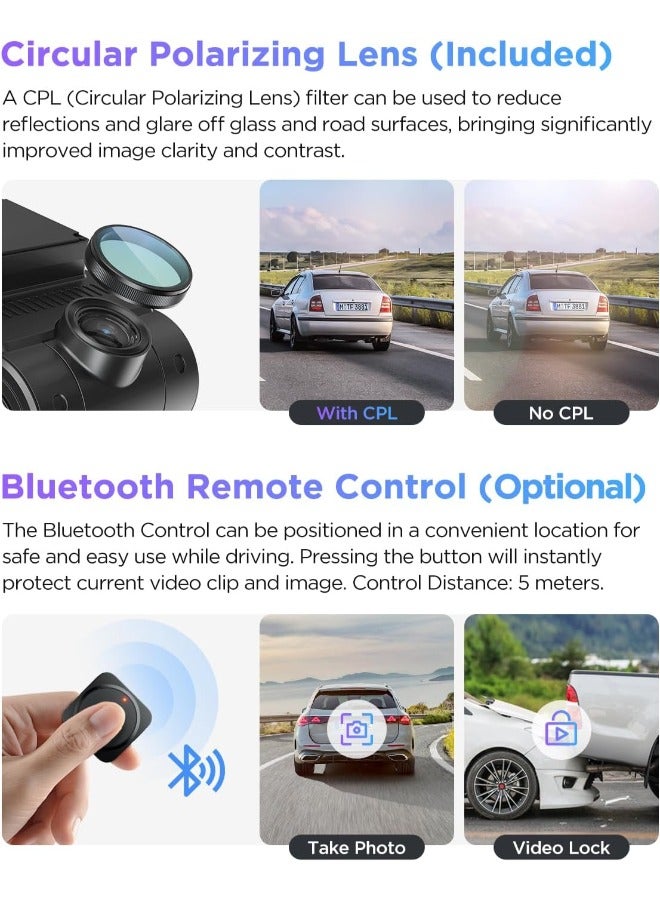 Viofo A229 Pro 3-Channel Dash Camera for Car – Dual Dash Cam Front & Rear, Car Dash Cam with GPS, Motion Detection, Parking Mode, 1080P HD Car Camera - Image 5