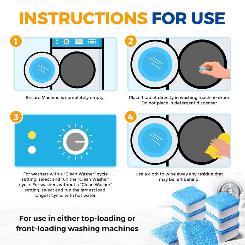 Bastion Washing Machine Cleaner Tablets 24 pack Powerful Descaler -Deep Cleaning for HE Front Loader & Top Load Washer Septic Safe Eco-Friendly Deodorizer Clean Drum & Laundry Tub Seal- Year's Supply - Image 4