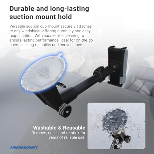ARKON Mounts - Phone Mount for Car | Car Phone Holder With Windshield Suction | Secure spring holder expands up to 7.25 inches | For iPhone, Samsung, Google, Huawei, Nokia, other Smartphones - Image 2