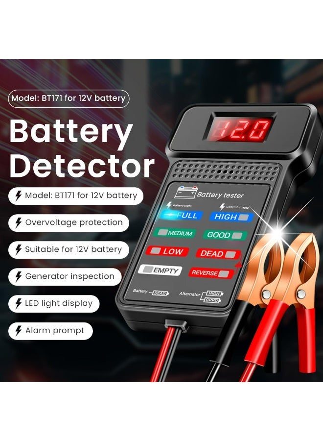 CMGTYYD Car Battery Tester,12V Digital Automotive Batteries Tester,Alternator Charging Analyzer,Voltmeter with LCD Display and LED Indication, Voltage Indicator for Car Truck Motorcycle Electrical Tools - Image 2