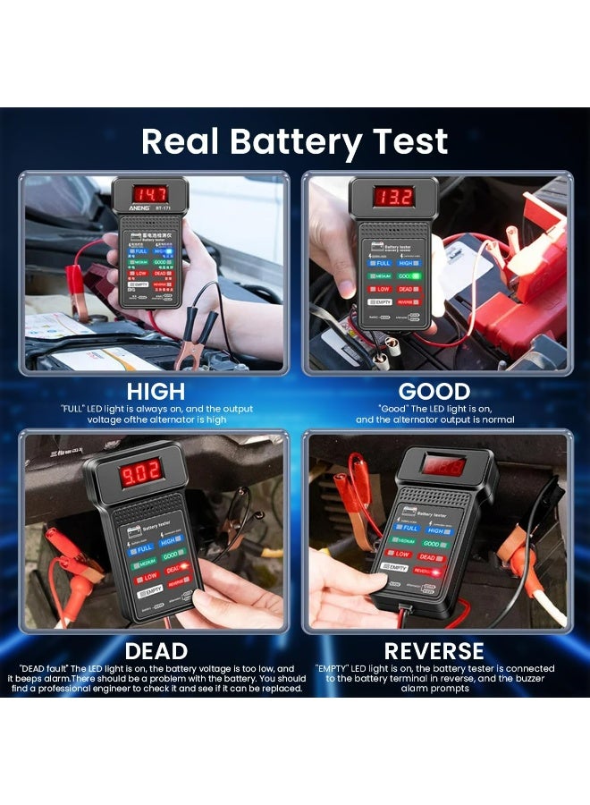 CMGTYYD Car Battery Tester,12V Digital Automotive Batteries Tester,Alternator Charging Analyzer,Voltmeter with LCD Display and LED Indication, Voltage Indicator for Car Truck Motorcycle Electrical Tools - Image 4