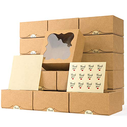 Leafiew 20 Pack Cookie Boxes for Gift Giving – 6X6X3 Inches Bakery Boxes with Window - Extra Thick Small Cookie Containers for Treats, Desserts, Strawberries, Cupcakes, Candy, Charcuterie, Baked Goods, Pastry - Image 1