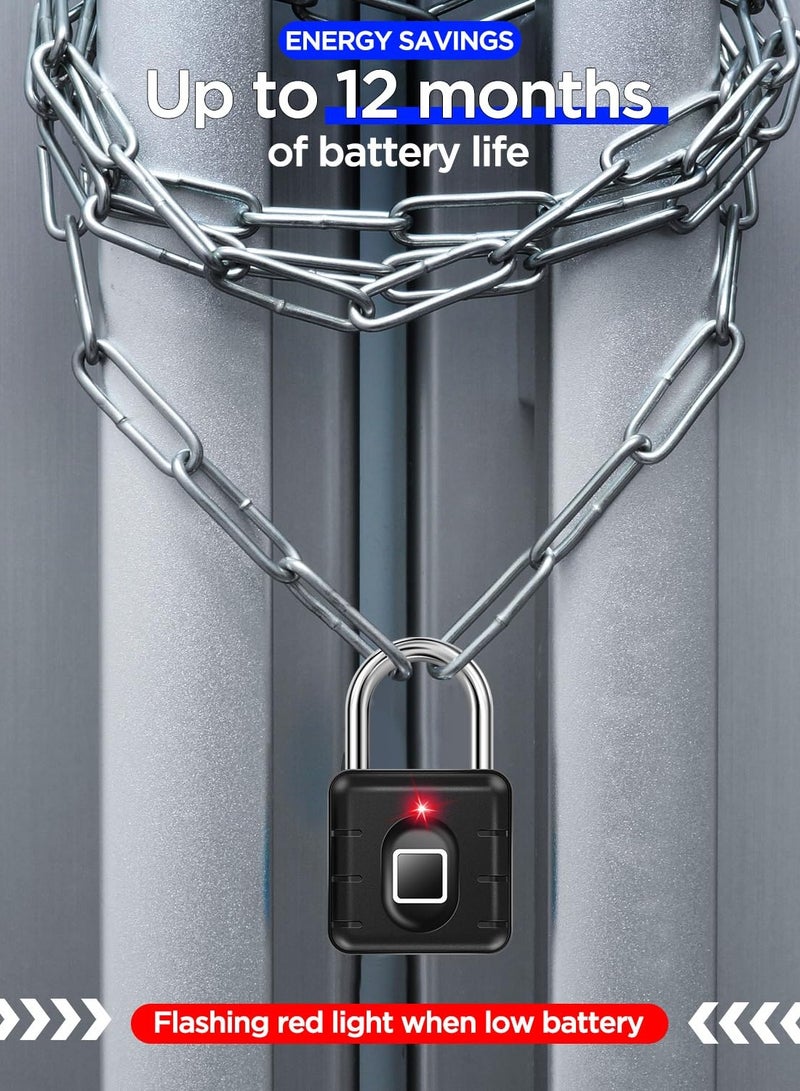 Waterproof Fingerprint Padlock, Smart Biometric Lock, Keyless IP67 Outdoor/Indoor Lock for Luggage, Suitcase, Bike, and Gym Locker Security. - Image 5