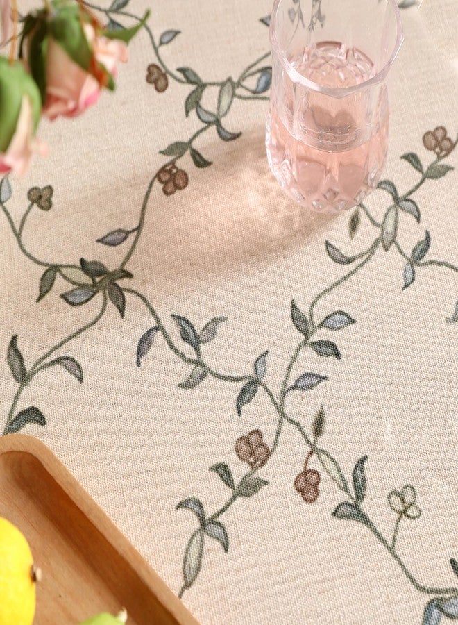 patdrea Designer Vintage Linen Round Table Cloth,Durable Breathable Floral Tablecloth,Dacorative Table Covers for Kitchen Dining Tea Party,Holiday,Christmas,Thanksgiving,Diameter 55"-Oliveirad - Image 4
