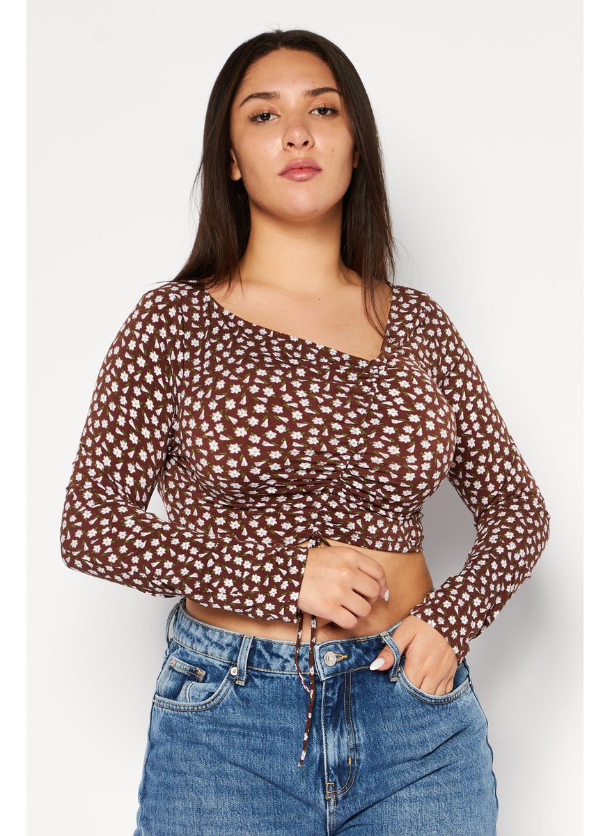 Women Asymmetric Neck Long Sleeves Floral Printed Blouse, Brown Combo - pzsku/ZE4A5588C9D8742AA3DA5Z/45/_/1724351038/45458927-9177-4efa-9d9d-e1e48286e776