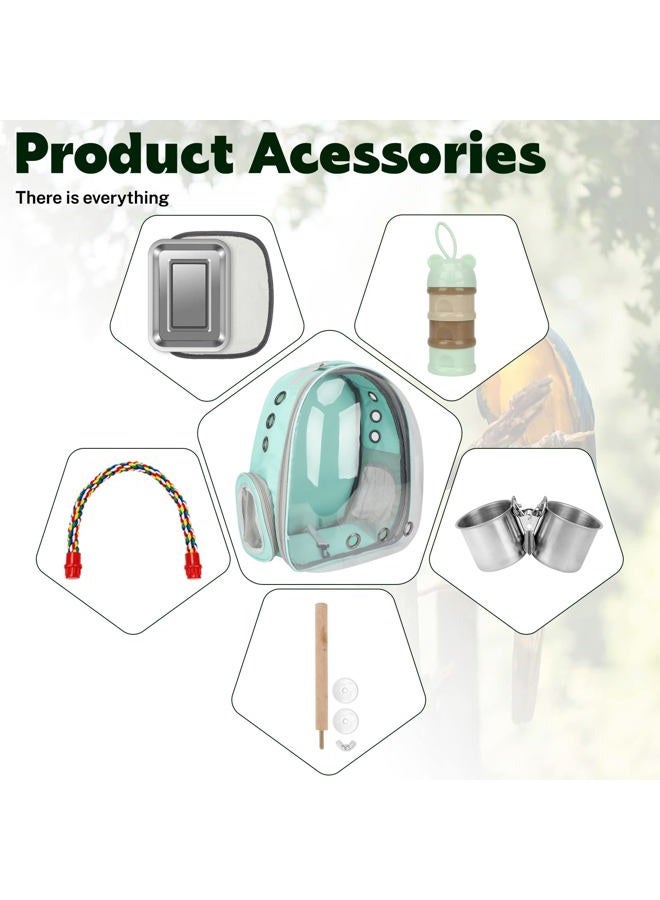Rypet Bird Carrier Backpack Parrot Portable Breathable Bag Pet Bird Lightweight Travel Cage with Standing Perch and Stainless Steel Tray - Image 4