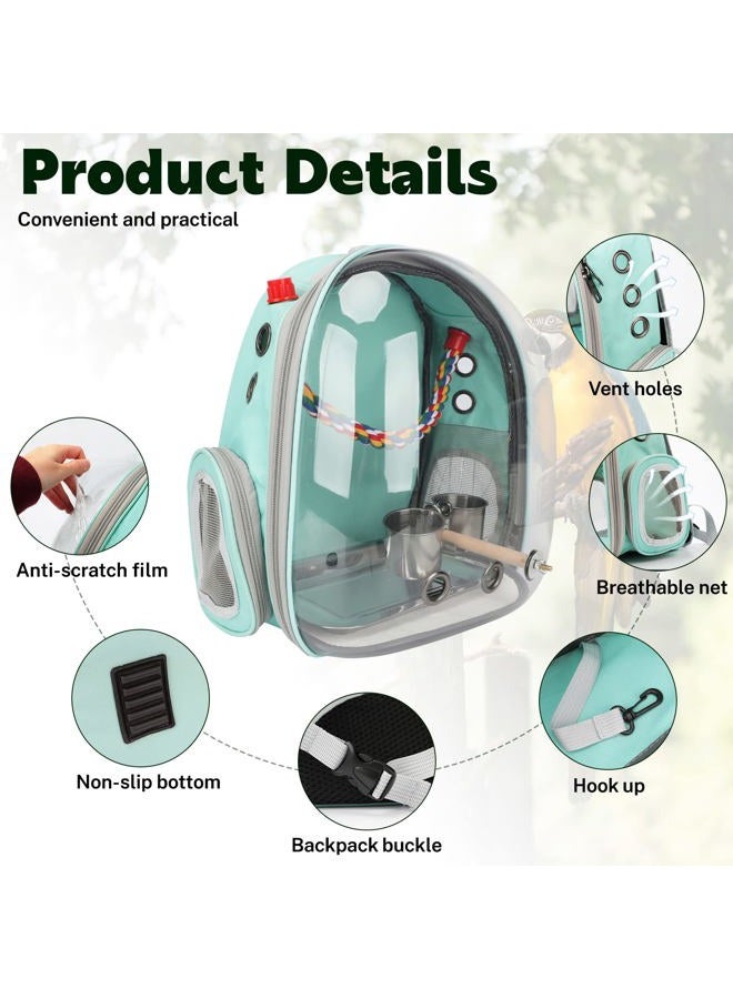 Rypet Bird Carrier Backpack Parrot Portable Breathable Bag Pet Bird Lightweight Travel Cage with Standing Perch and Stainless Steel Tray - Image 3