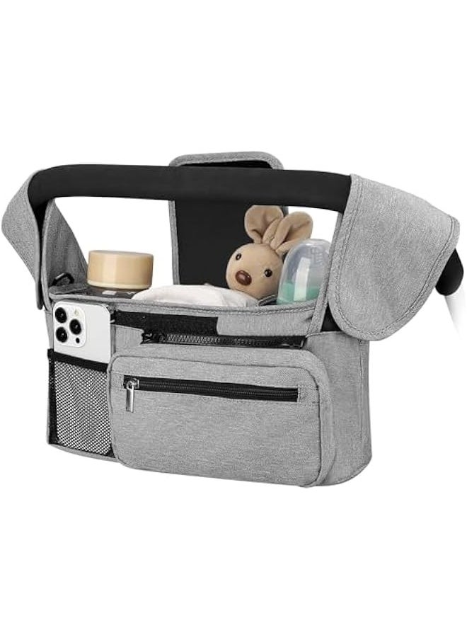 TRASSLE Universal Stroller Organizer with Insulated Cup Holder Detachable Phone Bag and Shoulder Strap,Stroller Bag Caddy Organizer Accessories Fits for Uppababy, Baby Jogger, Strollers  - Image 2