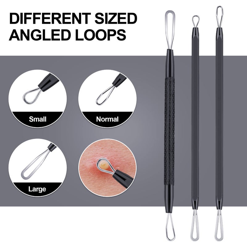 MENOLY Pimple Popper Tool Kit 10 Pcs Blackhead Remover Tool Zit Popper for Blemish, Pimple Comedone Extractor Acne Tool for Blackheads, Acnes, Whiteheads Nose Face Tools with Leather Bag - Image 2