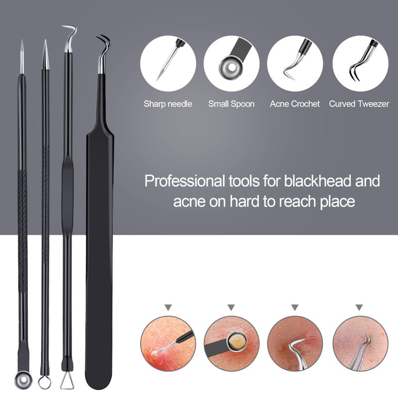 MENOLY Pimple Popper Tool Kit 10 Pcs Blackhead Remover Tool Zit Popper for Blemish, Pimple Comedone Extractor Acne Tool for Blackheads, Acnes, Whiteheads Nose Face Tools with Leather Bag - Image 3