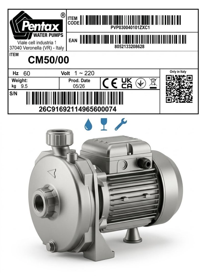 Pentax 0.5 HP Italian Water Pump - Image 5