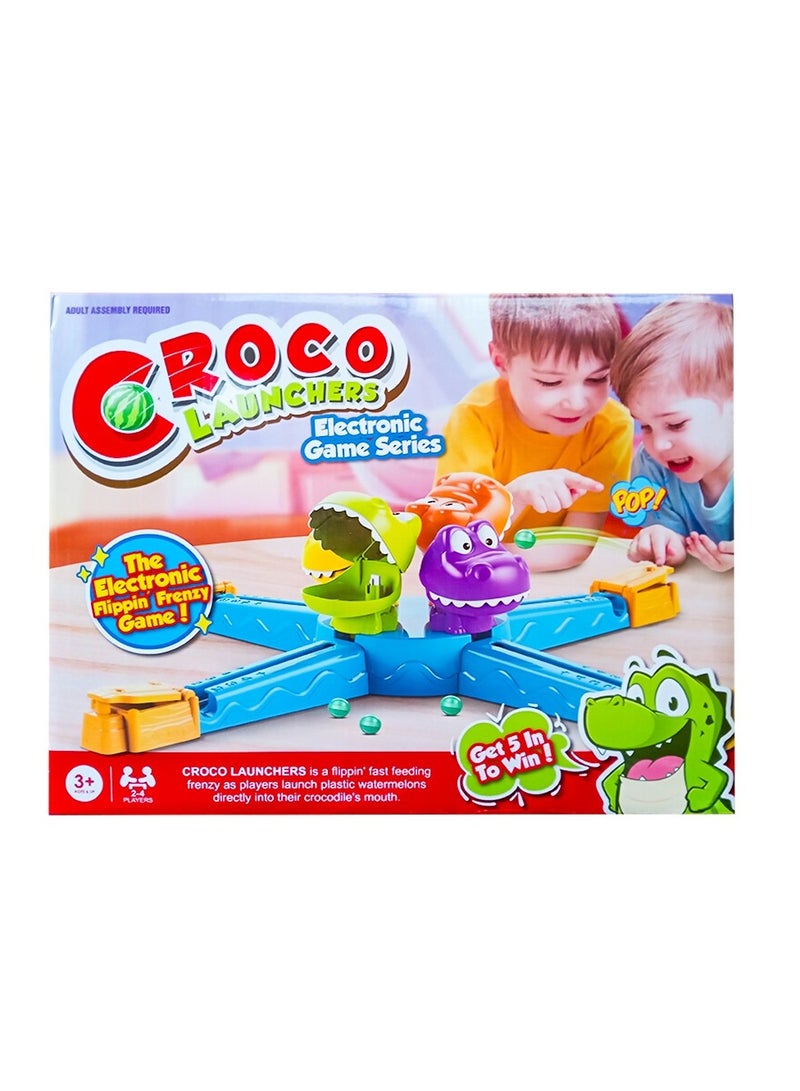 UKR Hungry Crocodile Launchers Electronic Board Game for Kids, Hand-Eye Coordination, Interactive Fun, Engaging Activity for 2 to 4 Players, Ages 3+, 60 x 60 x 5 cm, Multicolor - Image 1