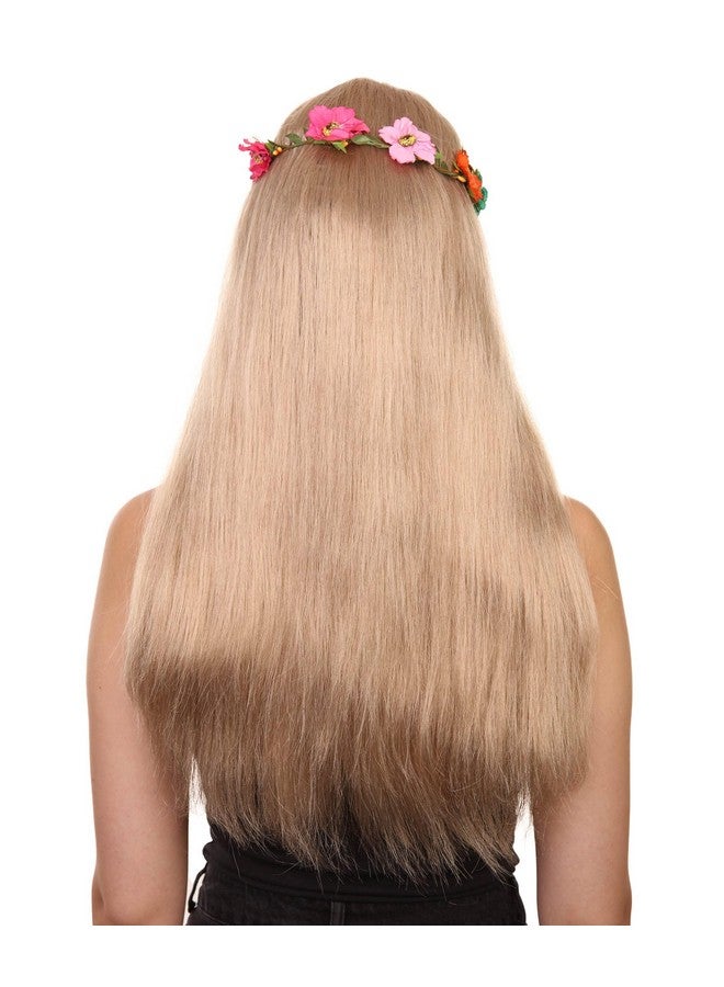 باروكة نسائية للبالغين من القطط الكبيرة مع تاج زهرة وشعر أشقر طويل مفرود - Image 3