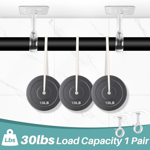 Antimbee 6-Pack No Drilling Ceiling Mounted Curtain Rod Brackets, Self Adhesive Curtain Rod Holder, Heavy Duty Stick No Wall Damage Rods Hanger Hooks for Home Renter Dorm Kitchen Bedroom Bathroom - Image 4