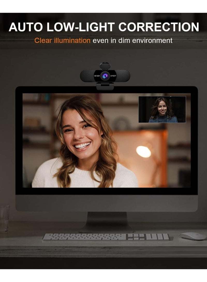 EMEET 1080P Webcam with Microphone, C960 Web Camera, 2 Mics Streaming Webcam - Image 4